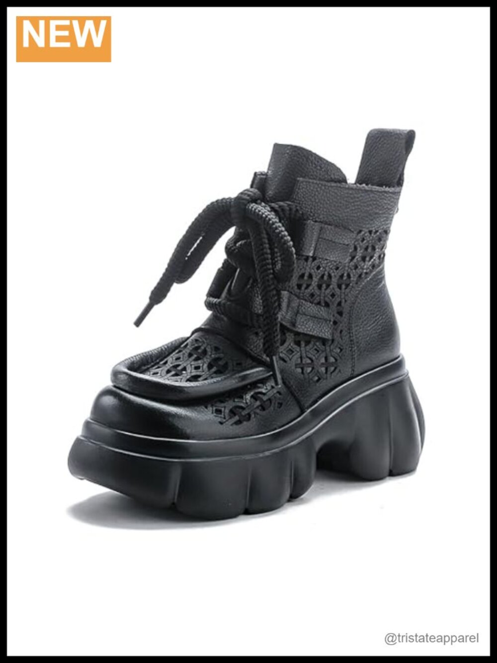 Genuine Leather Platform Gladiator Sandals Lace Up Zip Closed Toe Lug Sole